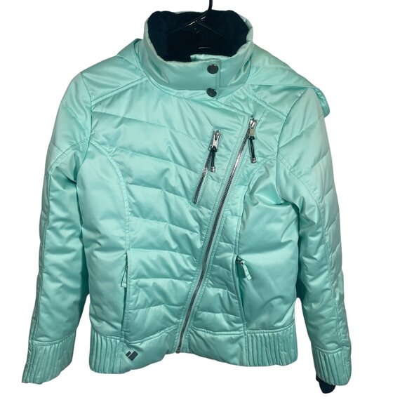 Obermeyer Aisha Insulated Jacket Girls Teen 10 12 Mint Green Hood Pockets Ski